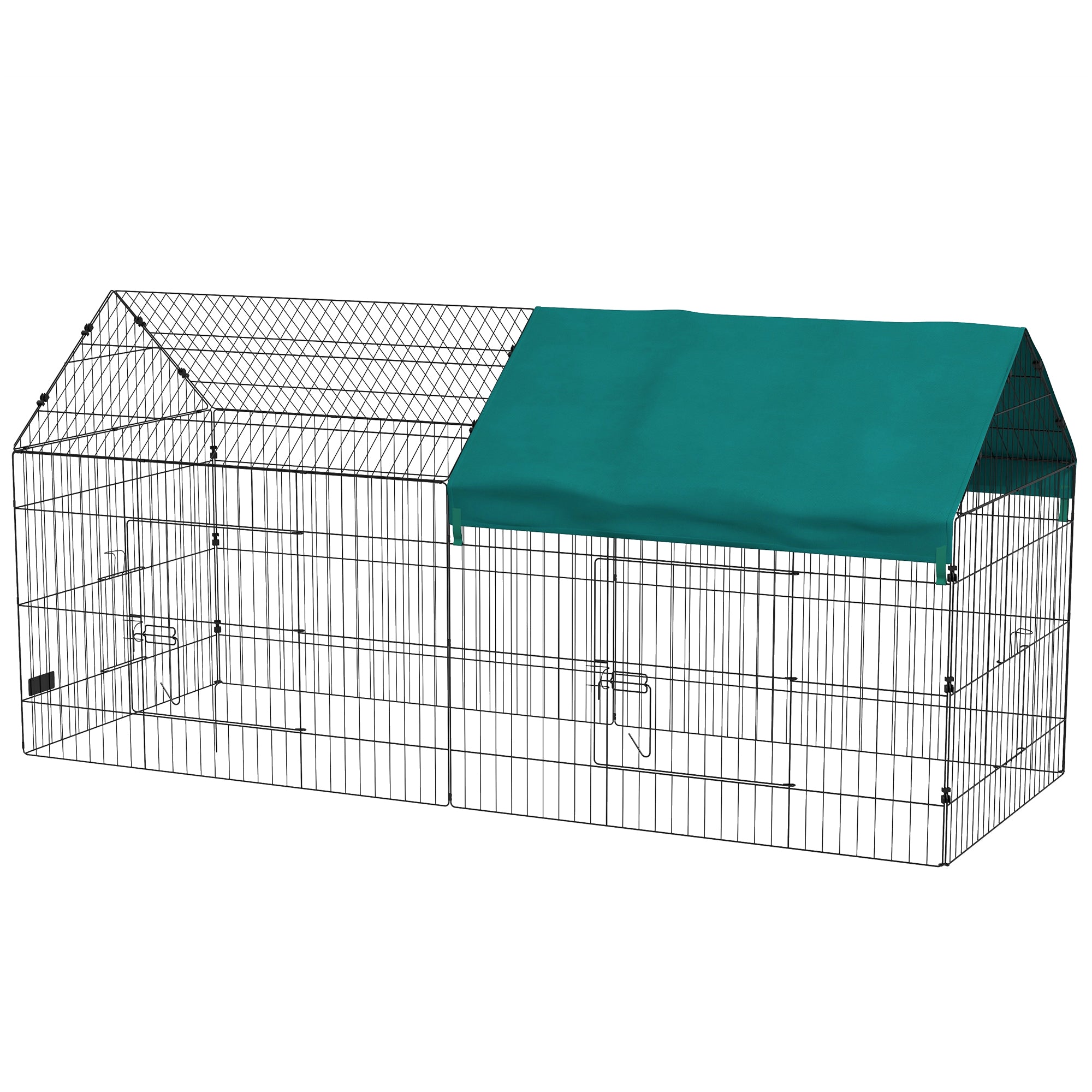 Pawhut cage for outdoor rabbits and interior with a house with roof, 220x85x103cm, green - Borgè