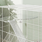 Multi-Level Rodent Cage with Accessories Included, Made of Steel, PET and PS, 73x47x80 cm, White