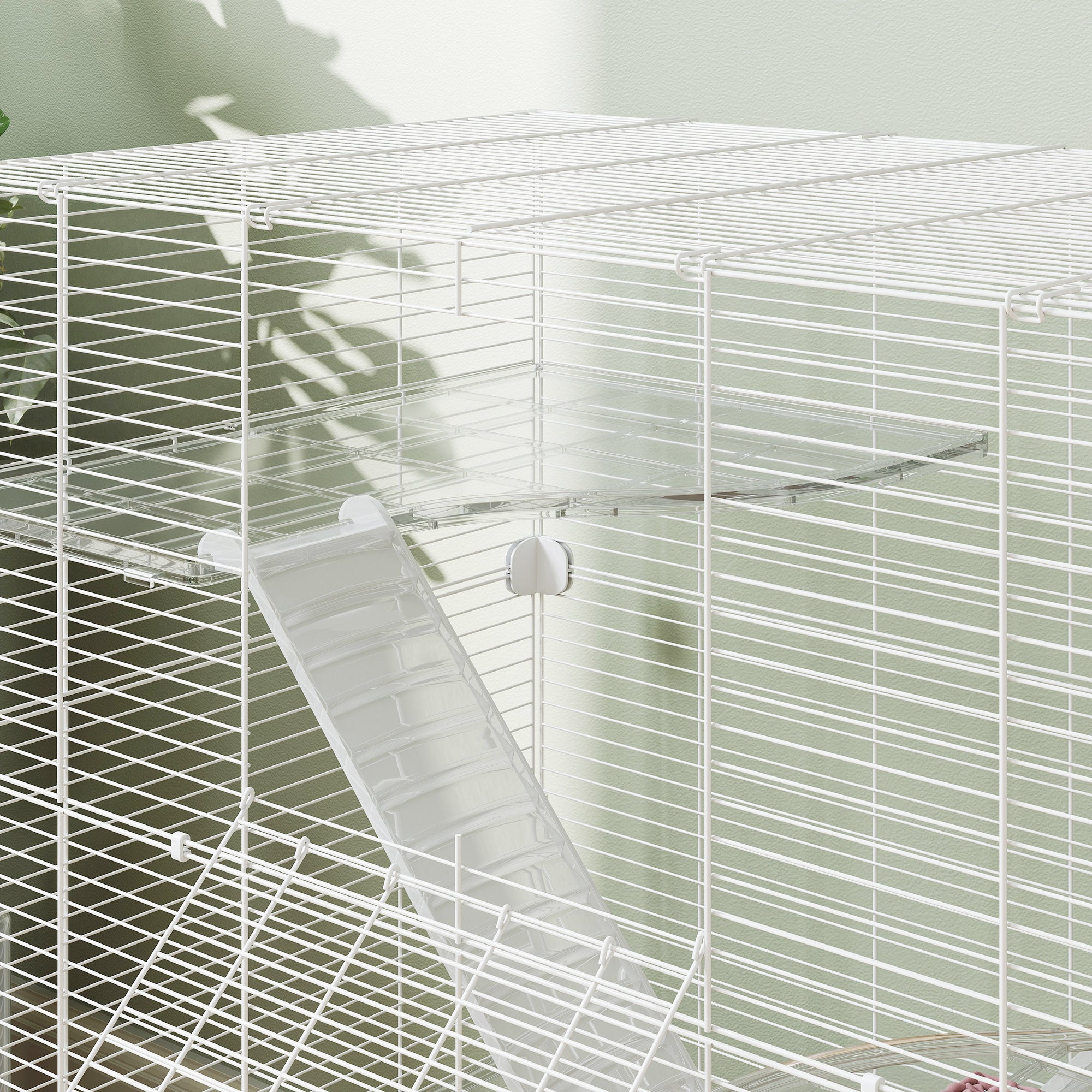 Multi-Level Rodent Cage with Accessories Included, Made of Steel, PET and PS, 73x47x80 cm, White