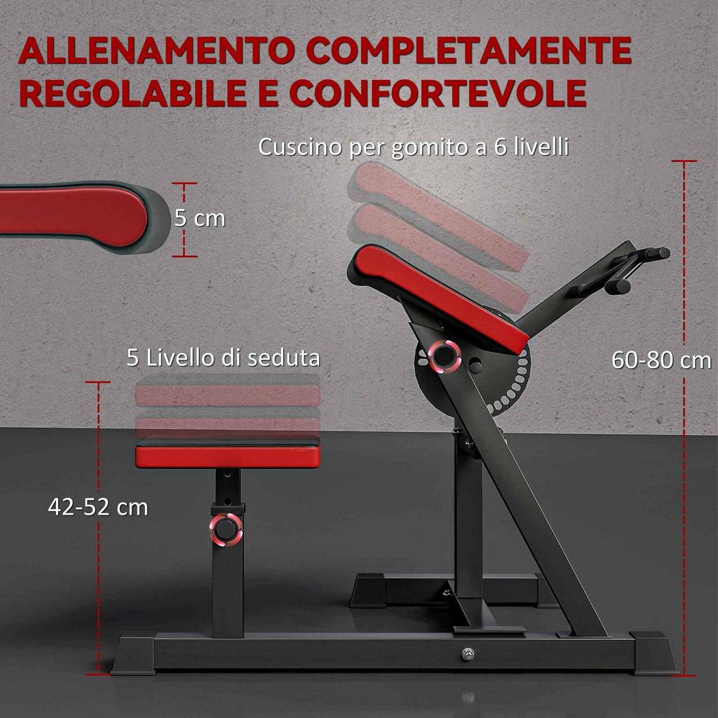 SPORTNOW Bicep Curl Bench with Adjustable Seat and Elbow Rest, Weight Rack, Black