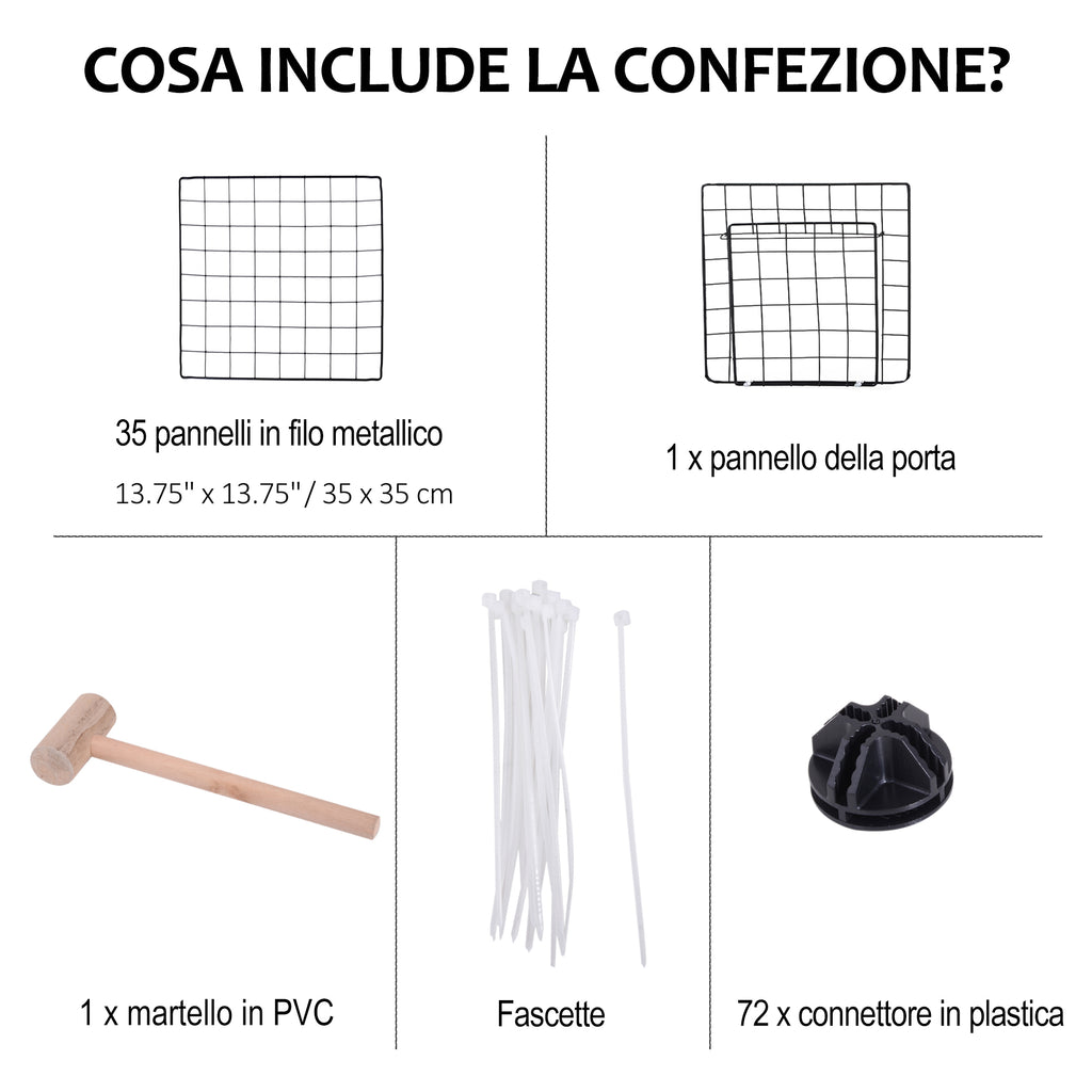 Metal Playpen for Small Pets with 36 Metal Panels to Assemble in Your Preferred Shape and Configuration and with Door