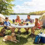 Outsunny Round Folding Camping Table in Metal and HDPE, 120x120x74 cm, White