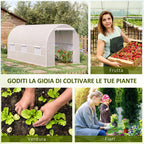 Outsunny 4x2x2m Tunnel Greenhouse with Steel Frame and White Polyethylene Cover