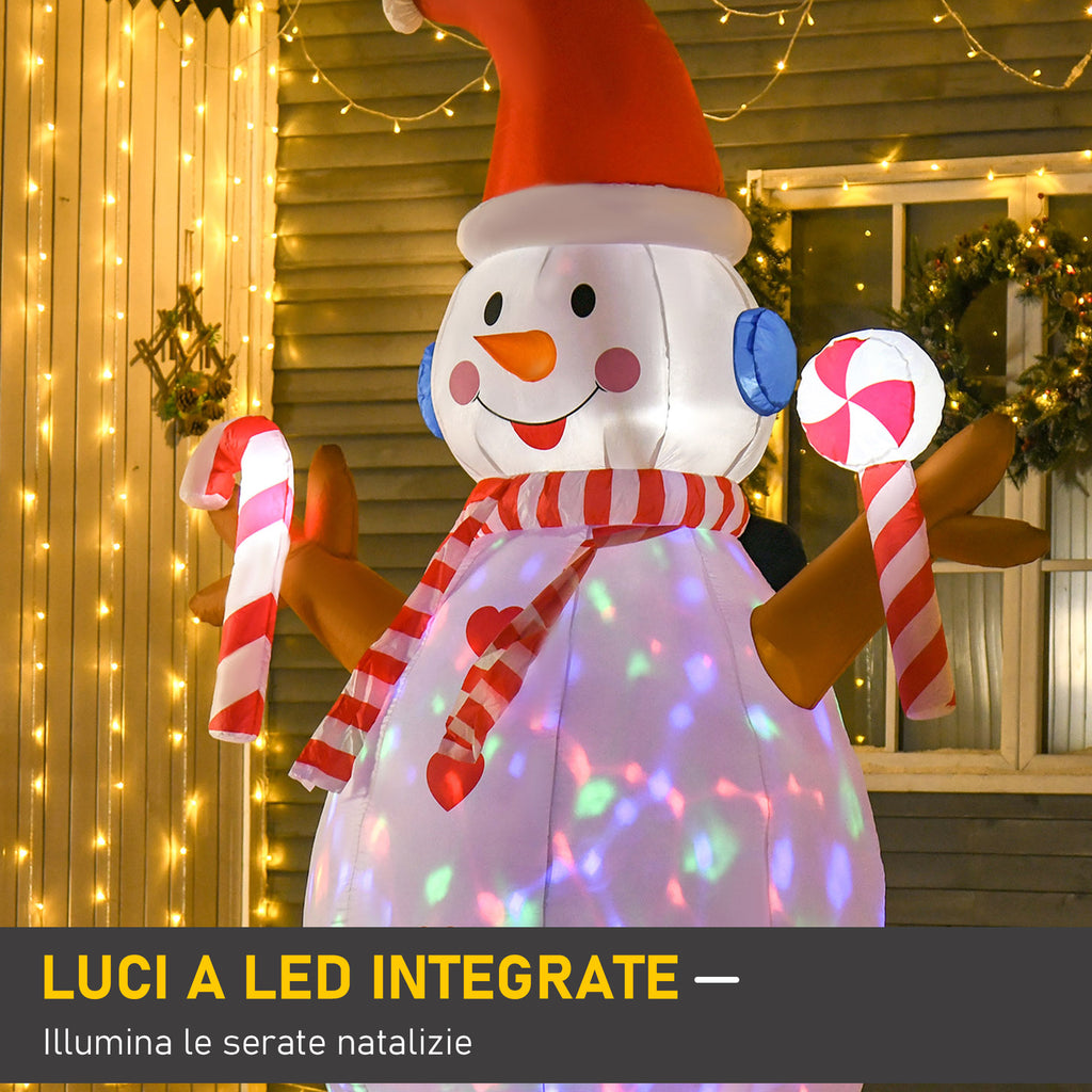 240cm Inflatable Snowman, Outdoor Christmas Decoration with LED Lights, Waterproof Polyester, IP44