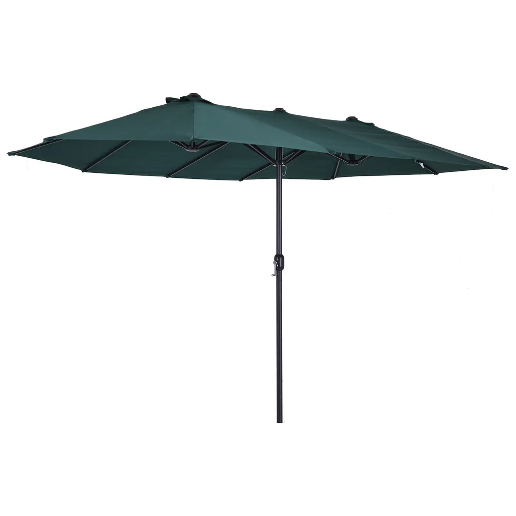 Double Garden Umbrella with Crank Opening, in Steel and Polyester, 455x265x238cm, Dark Green - Borge' Group Limited