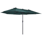Double Garden Umbrella with Crank Opening, in Steel and Polyester, 455x265x238cm, Dark Green - Borge' Group Limited