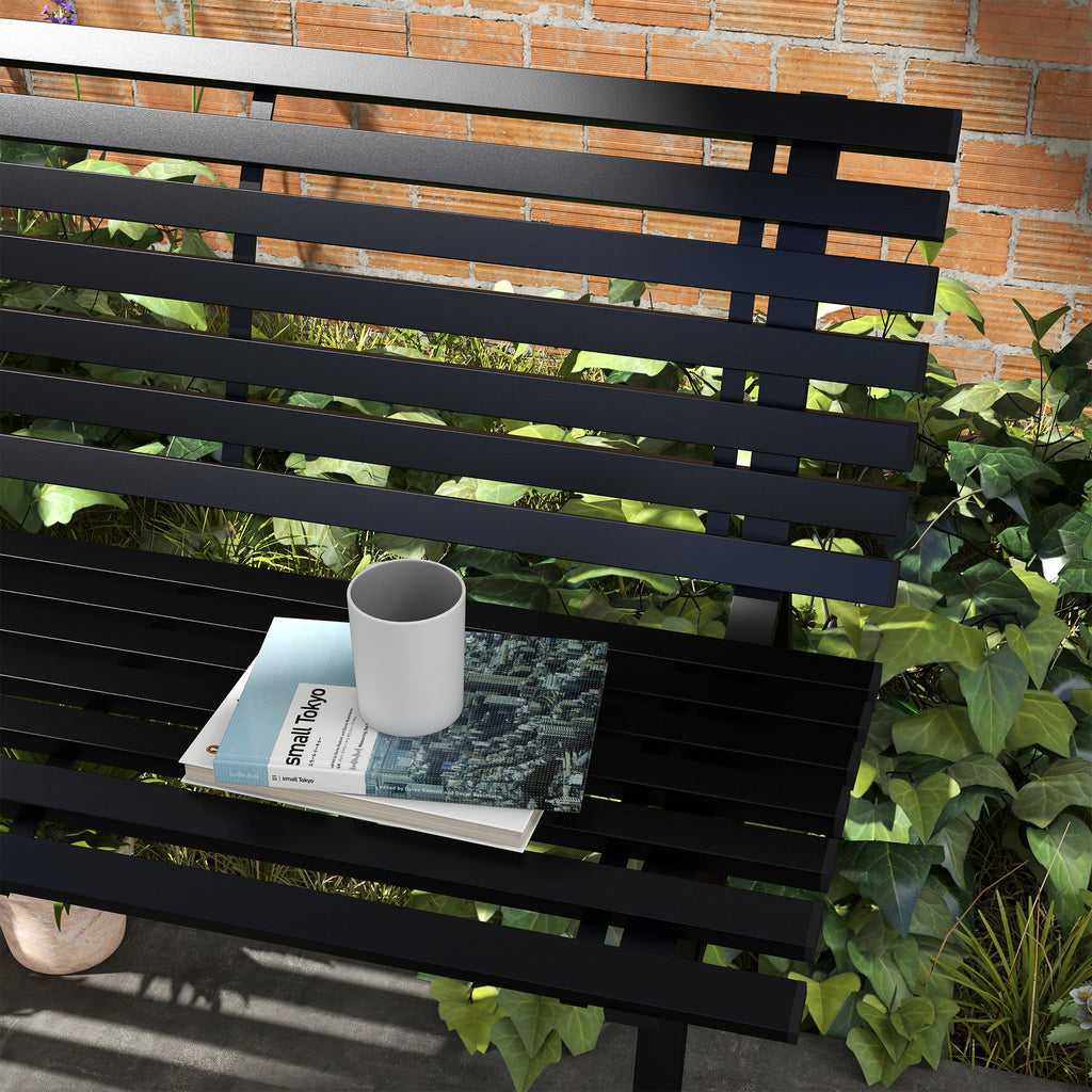 Outsunny Outdoor Bench in 2 -seater Aluminum St slable, 123x67x79cm, Black - Borgè