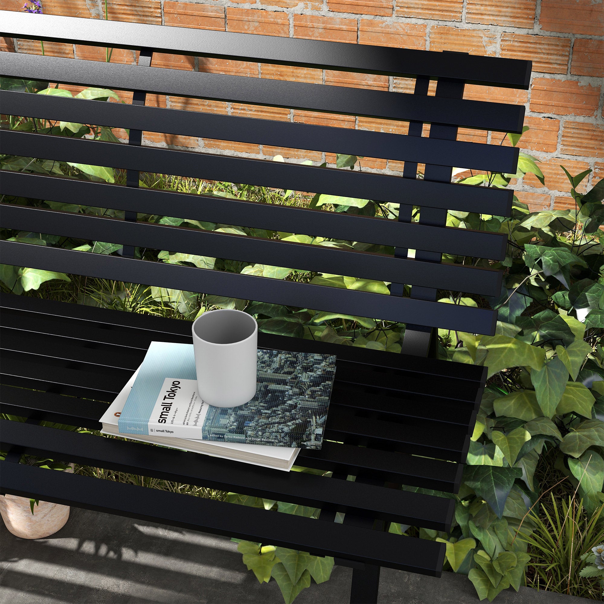 Outsunny Outdoor Bench in 2 -seater Aluminum St slable, 123x67x79cm, Black - Borgè
