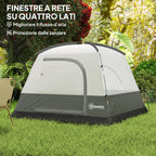 Waterproof 3-Person Camping Tent with Pocket, Lantern Hook and Bag, 2x2x1.35m, Orange