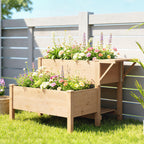 Outsunny 2-Tier Raised Garden Bed with Wooden Shelves, 119.5x102x76.5cm, Brown