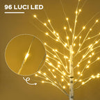 White Christmas Tree with LED Lights and 12 Branches for Indoor and Outdoor Use, in PP and Metal, 22x22x180 cm