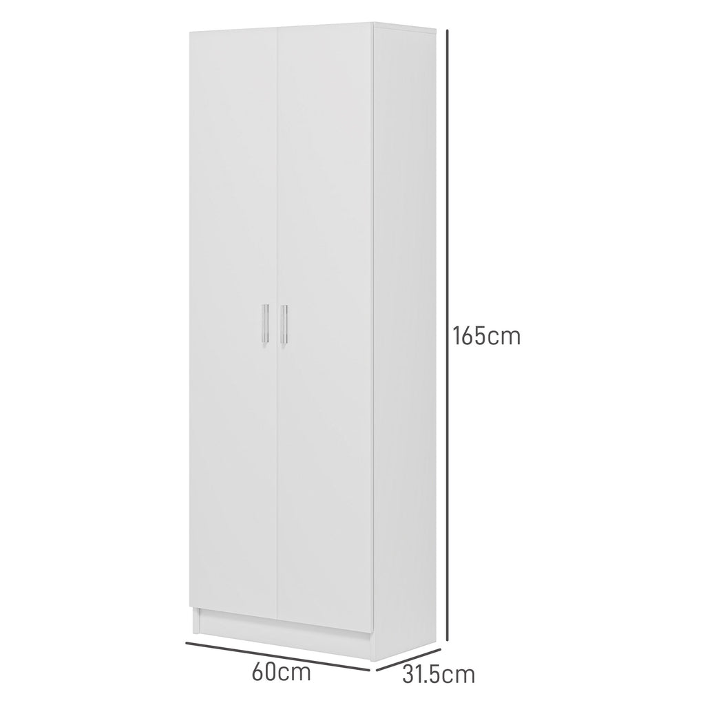 Modern Multipurpose Cabinet with 5 Shelves and Adjustable Levels, in Wood, 60x31.5x165 cm, White