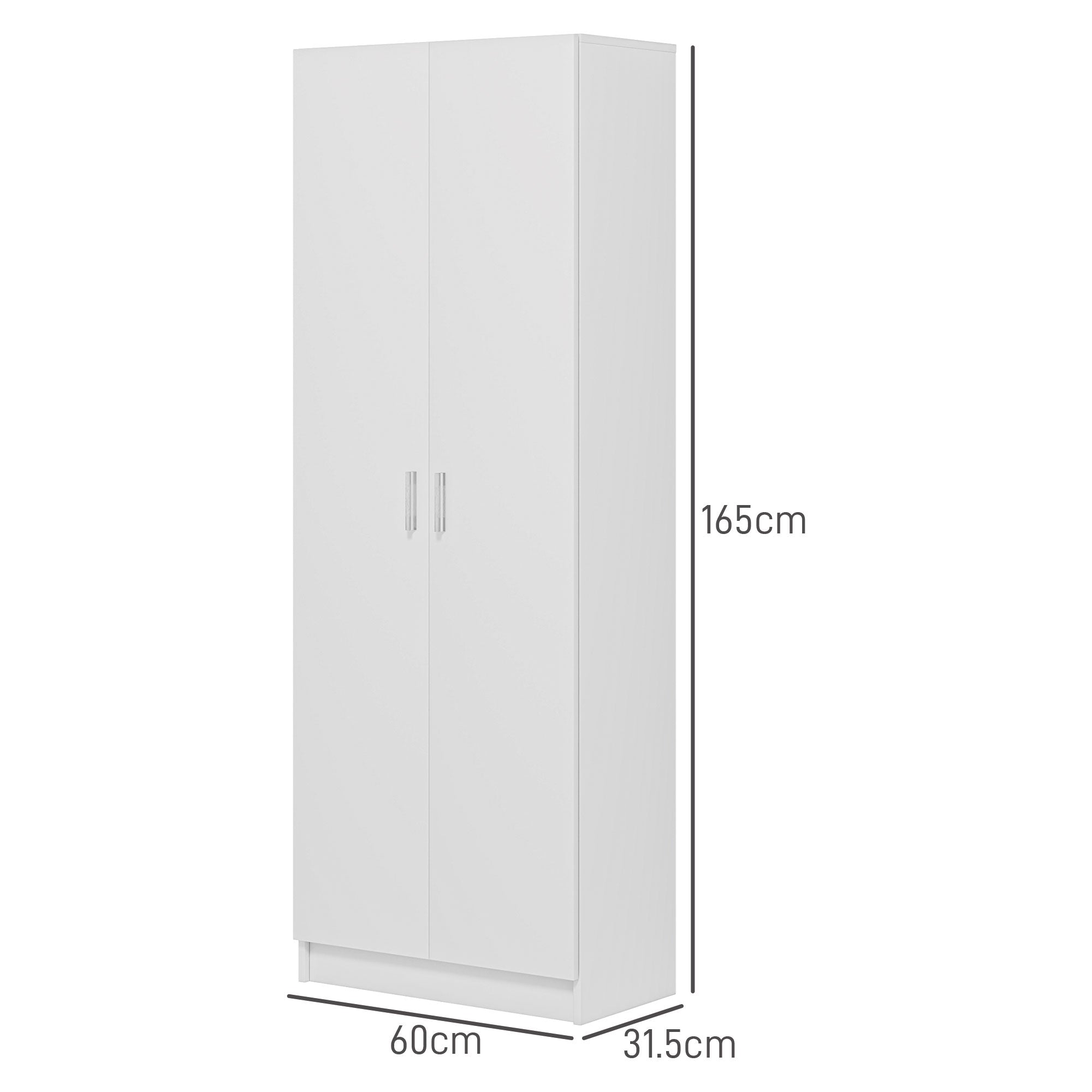 Modern Multipurpose Cabinet with 5 Shelves and Adjustable Levels, in Wood, 60x31.5x165 cm, White