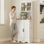 HOMCOM Kitchen Cabinet with 2 Cabinets and 8 Shelves, Wood and Acrylic, 60x39.5x179.6 cm, White