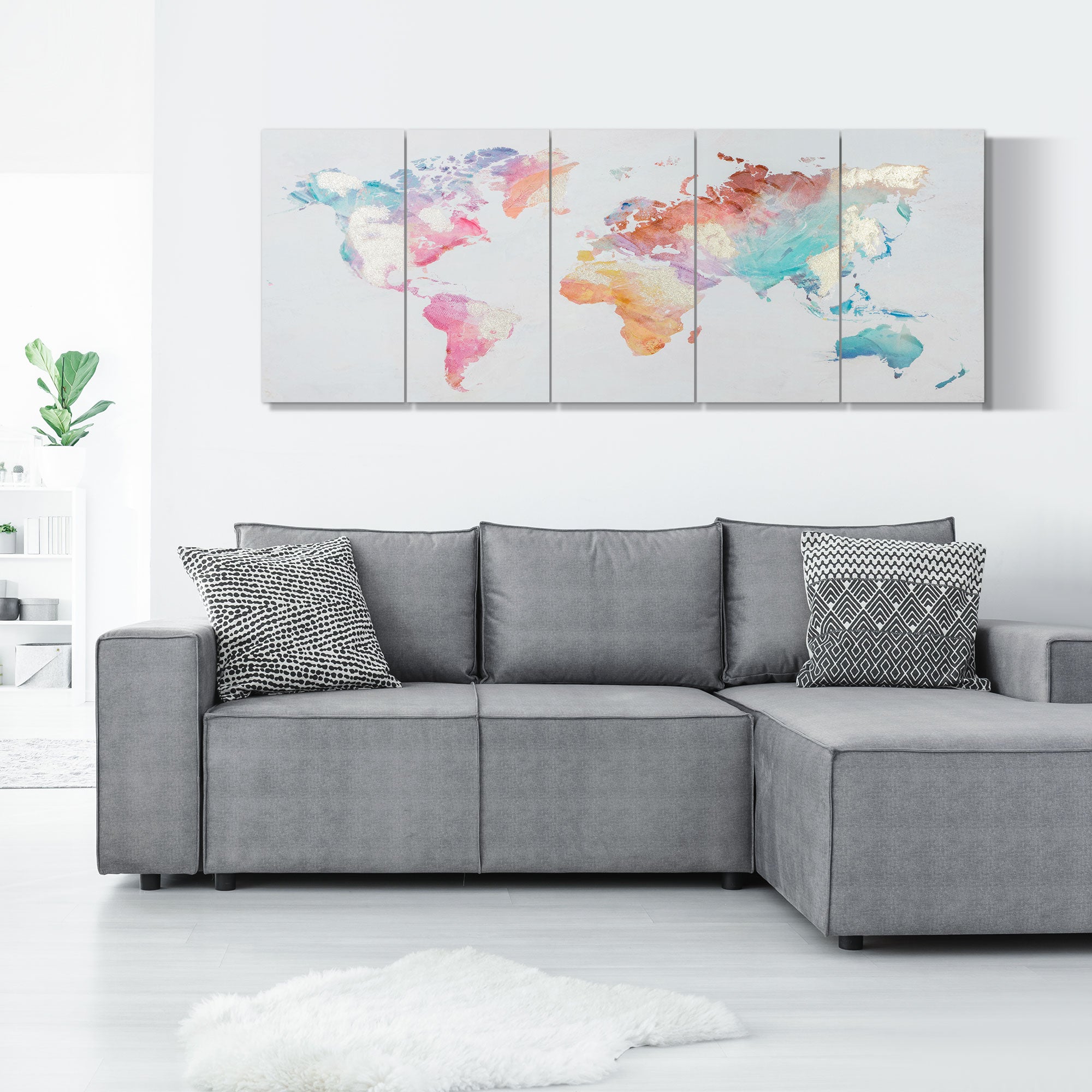 5 Piece Canvas Print for Home and Office 80x40cm , Pine Wood Canvas and Water-Based Paint, Multicolor