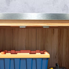 Outdoor Cabinet with Internal Shelf and Work Bench, in Wood and Galvanized Steel, 79x43x92 cm, Wood color
