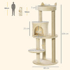 Cat Tree with Spacious Cat Bed and Platform, 104 cm, Cream White