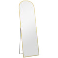 Modern Aluminum Alloy Floor and Wall Mirror with Folding Stand, 50x170cm, Gold