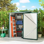 Outsunny Galvanized Steel Garden Shed with Hinged Door, 100x104x160 cm, Green