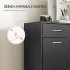 Shoe Rack of 12 Pairs with 2 Adjustable Internal Shelves and 2 Drawers, in Wood, 80x30x91.5 cm, Black
