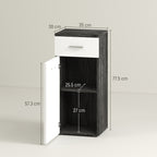 Bathroom Cabinet with Drawer and Wooden Cabinet, 35x30x77.5cm, Black and White