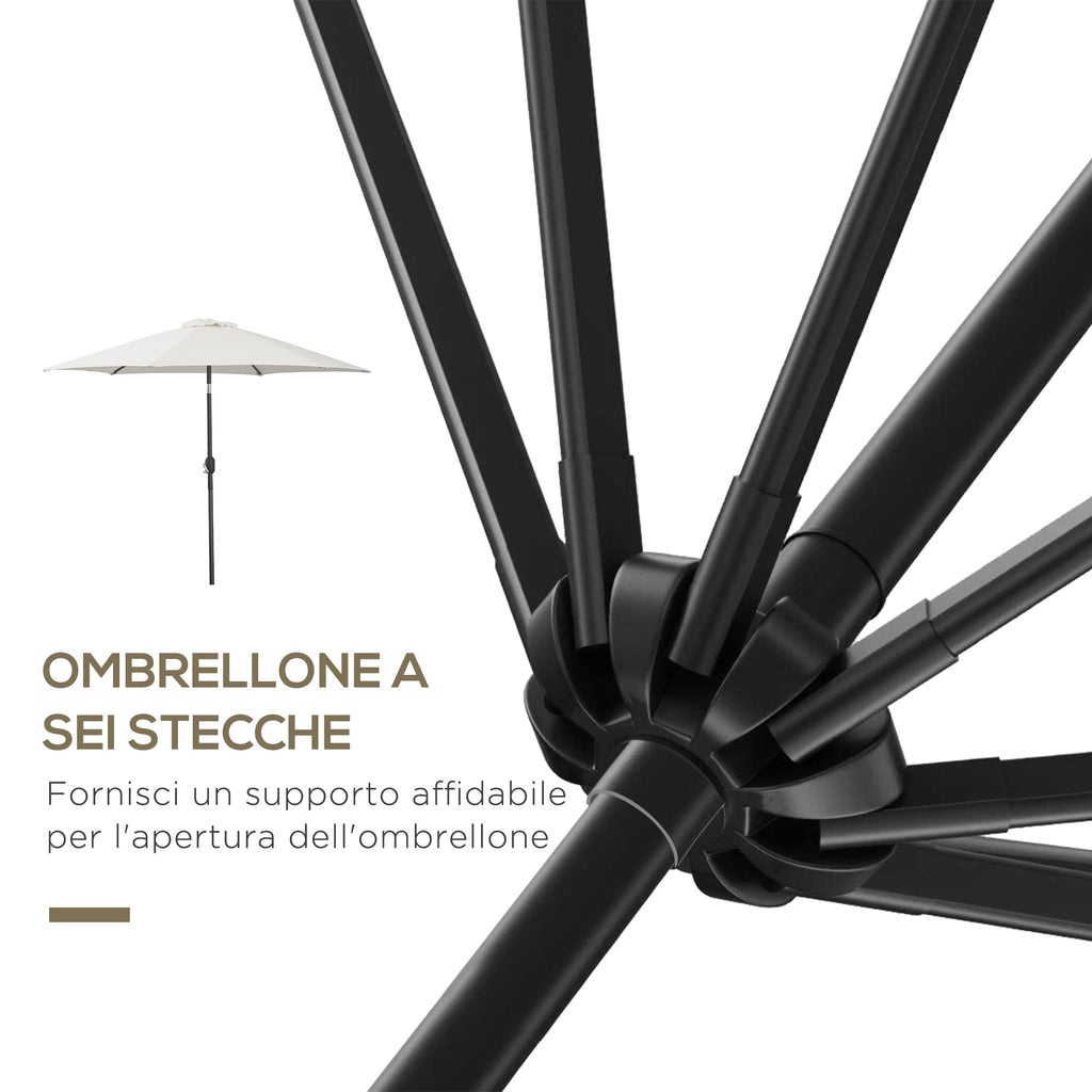2.6x2.4 m Garden Umbrella with Crank and Tilting Head, in Aluminum and Polyester, Beige and Black