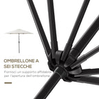 2.6x2.4 m Garden Umbrella with Crank and Tilting Head, in Aluminum and Polyester, Beige and Black
