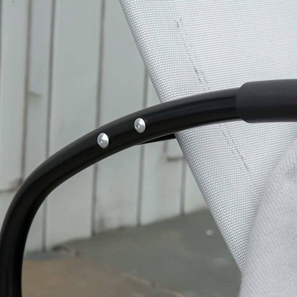 Zero Gravity Garden Rocking Chair, Ergonomic Garden Lounger with Cushion and Breathable Fabric for Indoor and Outdoor Use, 105x62x88 cm, Grey