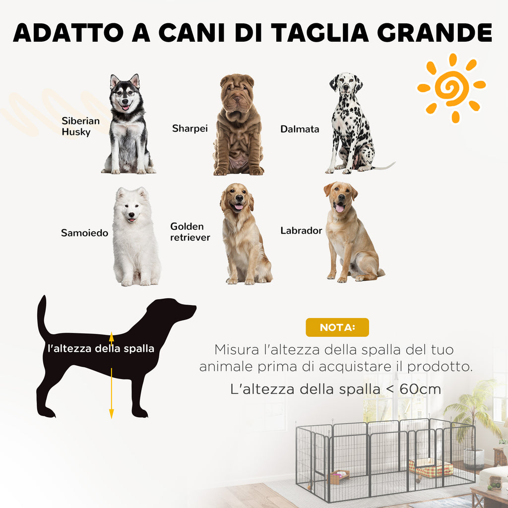 PawHut Folding Steel Dog Playpen with Pegs for Indoor and Outdoor Use, 68 x 100 cm, 12 Panels, Black