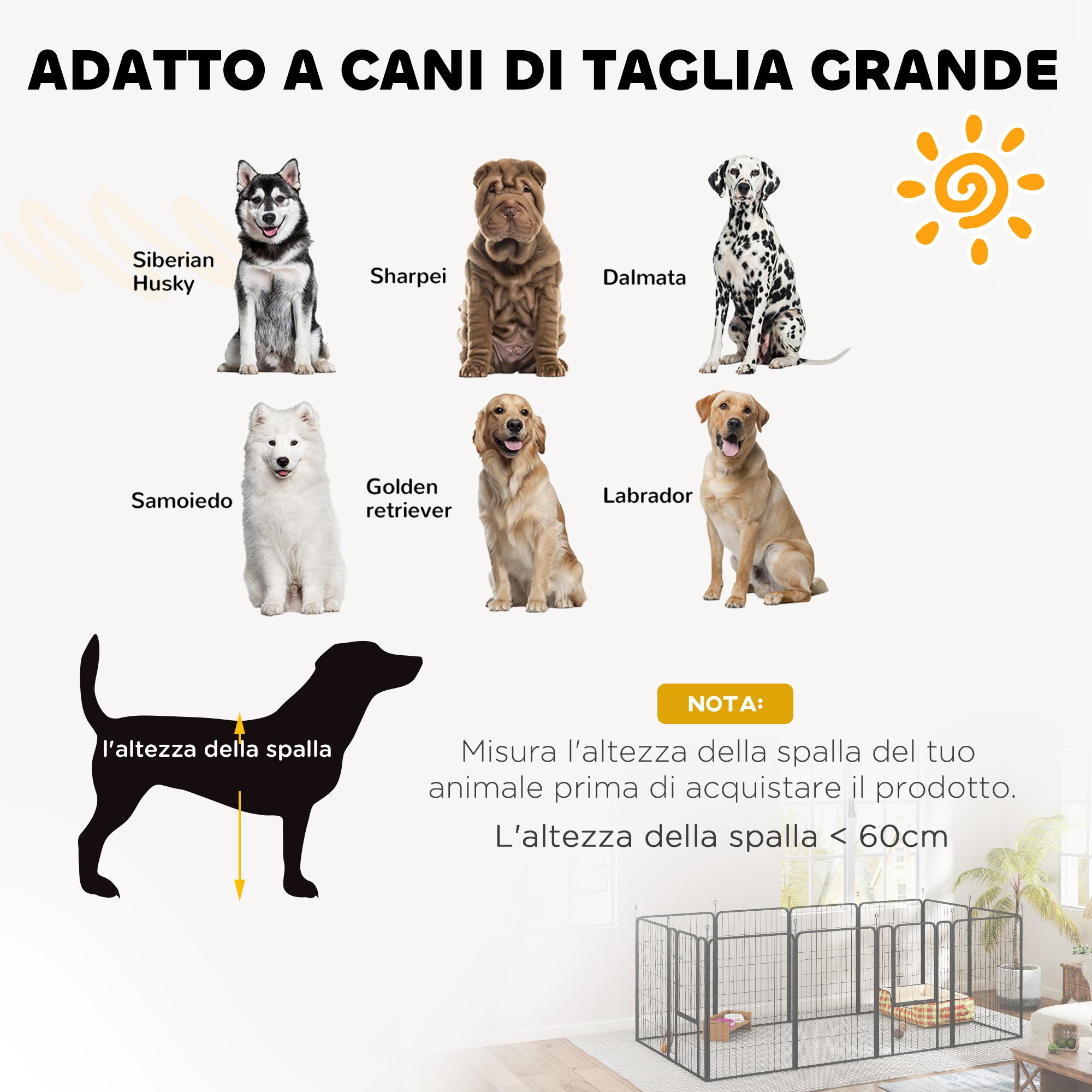 PawHut Folding Steel Dog Playpen with Pegs for Indoor and Outdoor Use, 68 x 100 cm, 12 Panels, Black