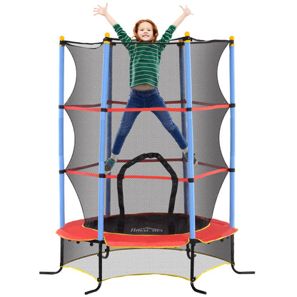 HOMCOM Children's Trampoline with Trampoline, Safety Net and Padded Poles, Ages 3-10 Years, Blue