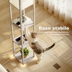 HOMCOM Floor Lamp with Shelves, Dimmable Light, Foot Switch and USB Ports, White and Oak