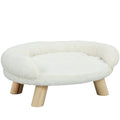 PawHut Plush Dog and Cat Sofa Bed with Removable Backrest, 47x40x20 cm, Cream