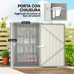 Outsunny Galvanized Steel Garden Shed with Door, 100x104x160 cm, Light Grey
