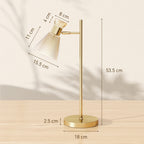 Modern Table Lamp with Adjustable Amber and Satin Glass Lampshade, E27 Socket, Gold