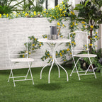 3-Piece Garden Set with 2 Folding Chairs and 1 Mosaic Table, White