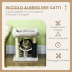 Cat Tree with Cat Bed, Platform, Brush and Sisal Pole, 40x40x48 cm, Grey