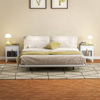 Set of 2 Wooden Bedside Tables with Drawer and Open Shelf, 45x40x55 cm, White and Oak