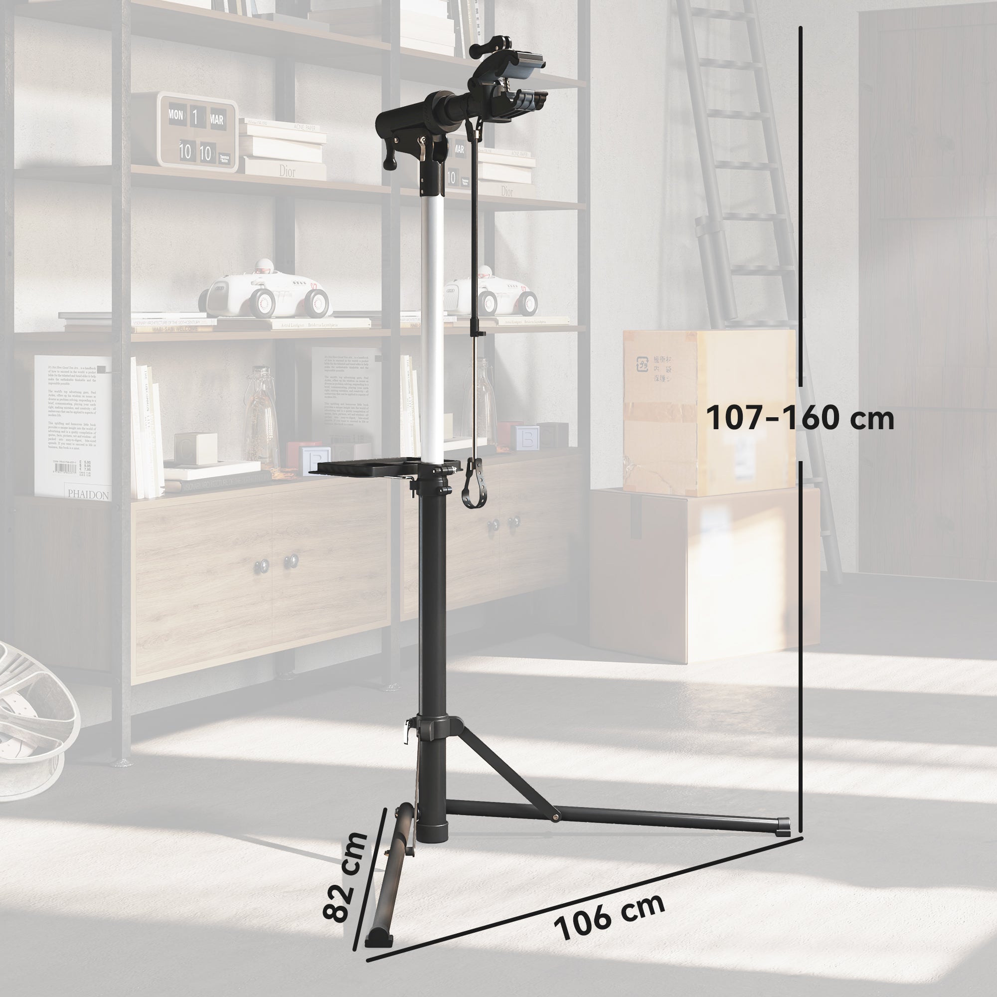 Bike Maintenance Stand with Adjustable Height, 360° Rotatable and Foldable, Maximum 40 kg, Black
