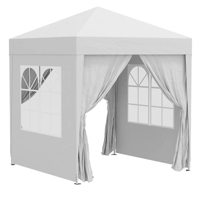 2x2m Pop Up Folding Gazebo with 4 Removable Walls in Polyester and Steel, White