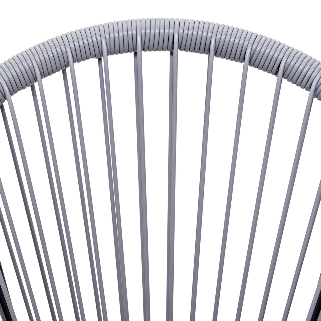 Set of 4 Oval Garden Chairs in PE Rattan and Metal in Boho Chic Style, Light Grey