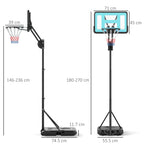 SPORTNOW Adjustable Outdoor Basketball Hoop 146-236cm with Wheels and Fillable Base, Black