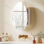 LED Bathroom Cabinet, Anti-Fog, 3-Color Dimmable Lighting, White, Wall Mounted