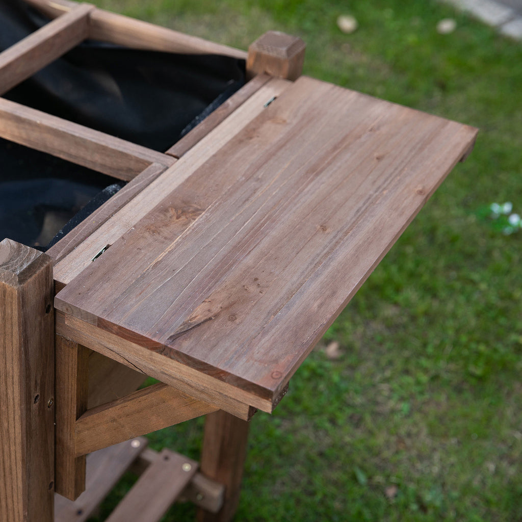 Outsunny bed for raised wooden vegetable garden with folding shelf and lower shelf, 123x54x74cm - Borgè