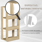 Wall-Mounted Wooden Bookcase with 3 Shelves, Anti-Tip, Non-Slip Feet, 40x29.2x87.9cm