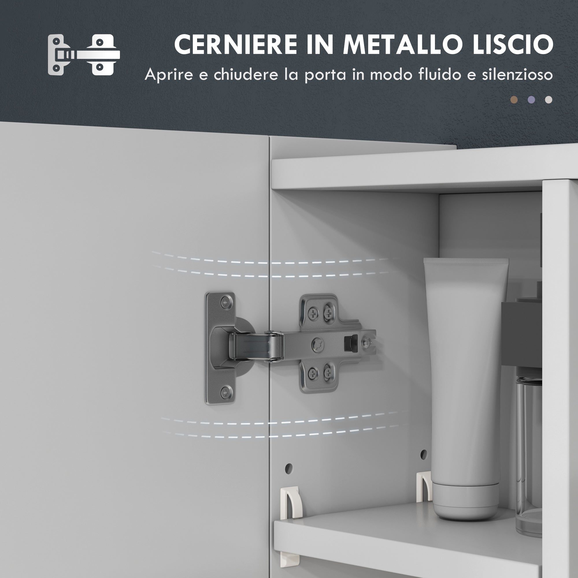 kleankin Bathroom Mirror Cabinet with 3 Soft-Close Doors and Adjustable Shelves, 90x15x75 cm, White