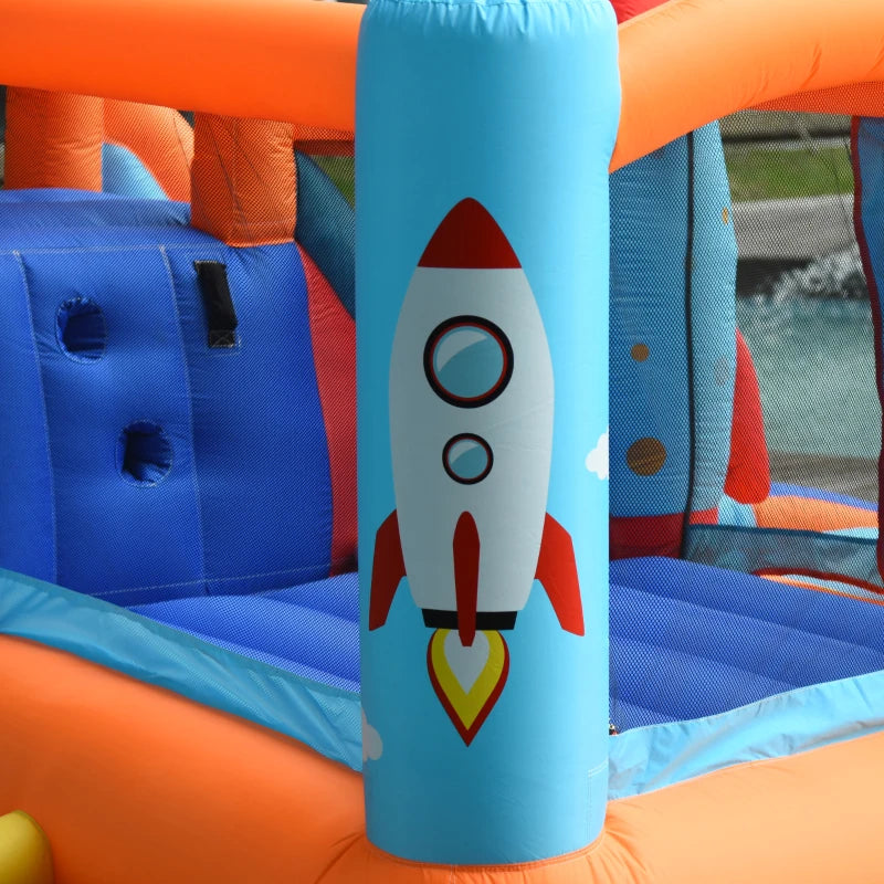 Inflatable Castle for Children, Pool with Slide and Trampoline, Electric Pump, 350x250x185cm, Multicolored - Borge' Group Limited