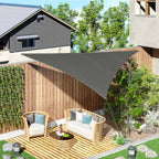 Anti-UV and Breathable Triangular Awning with D Hooks, in HDPE, 5x5x5 m, White and Blue - Borgè