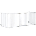 PawHut Adjustable and Foldable Dog Gate with Automatic Closure and Lock, 300 x 74.5 cm, White