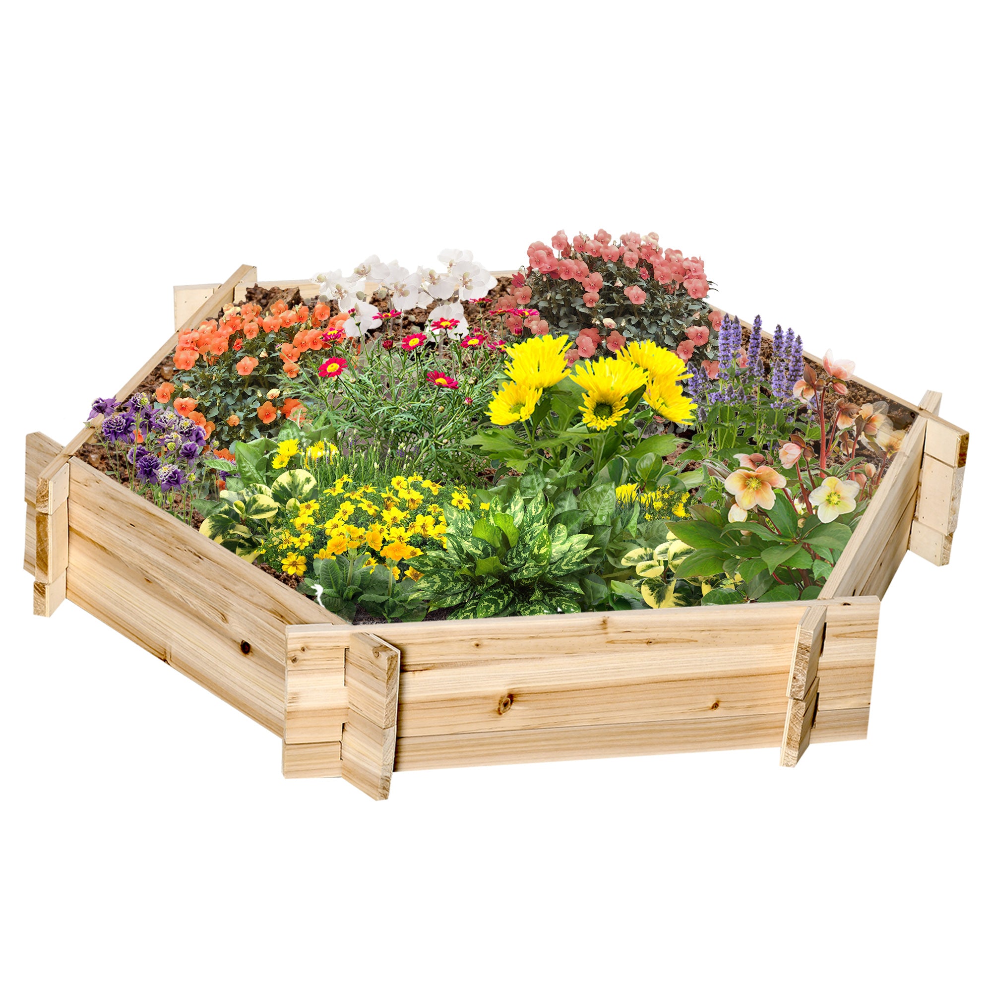 Wooden Garden Bed with Interlocking Structure, 100x92x16cm, Without Base